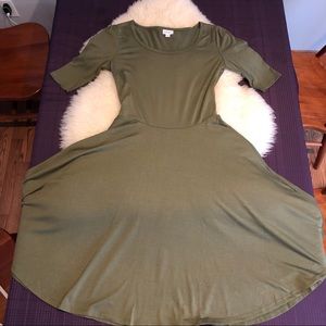 LulaRoe Nicole olive dress, size medium